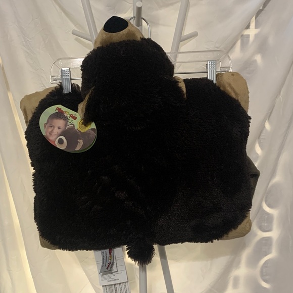 Cozy Black and Tan Bear Pillow for Kids - Picture 1 of 3